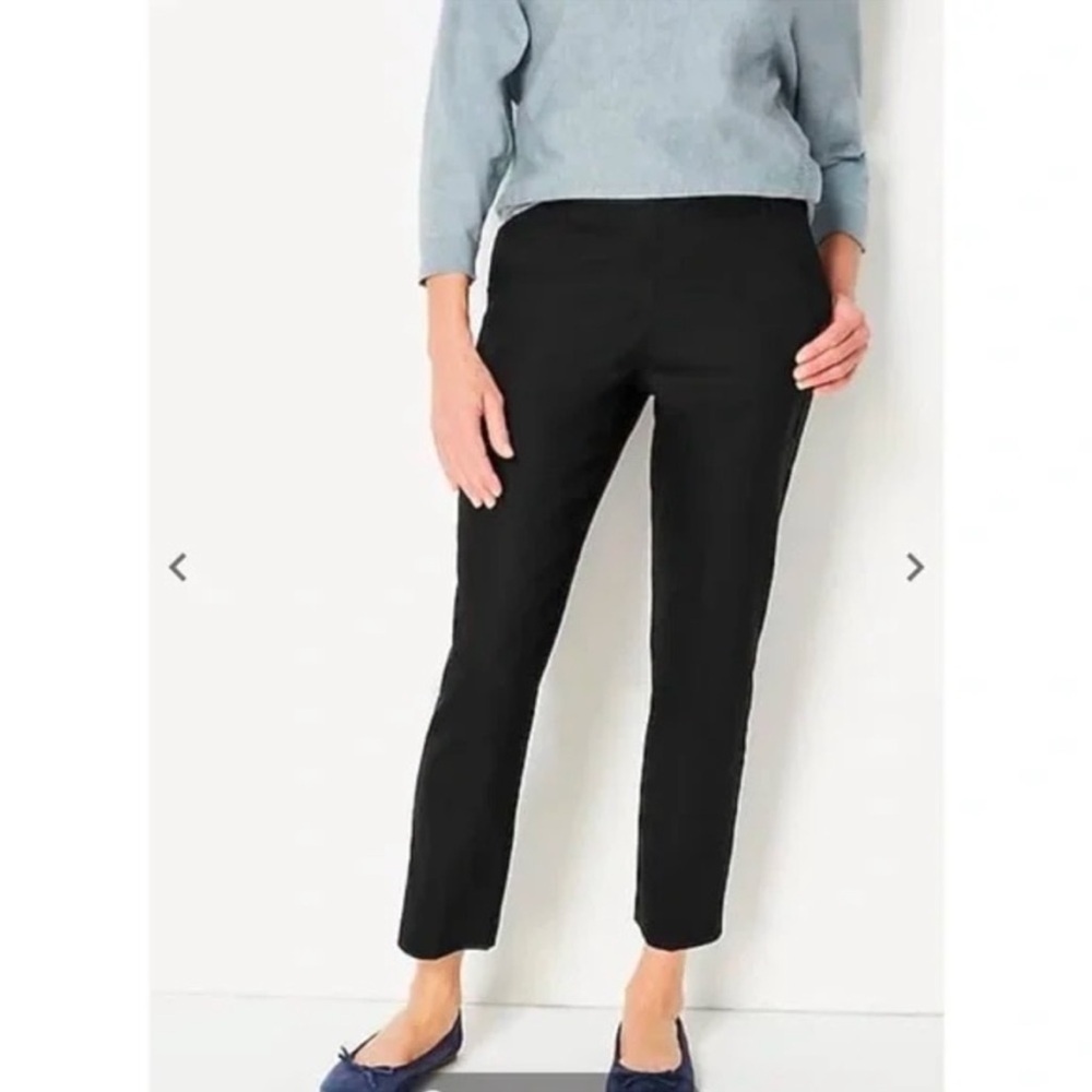 J Jill Linen blend Pull on pants, tie waist lagenlook artsy boho, , black 1X